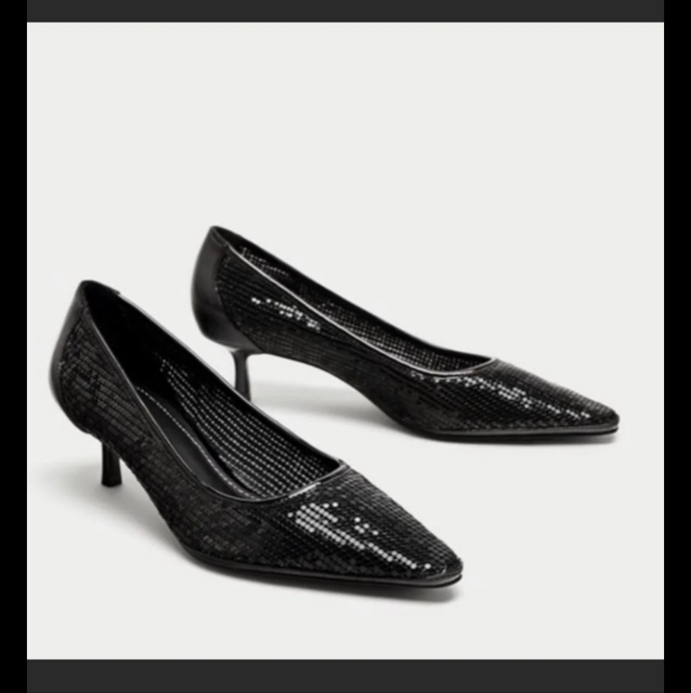 Zara Black Metal Mesh Pumps
